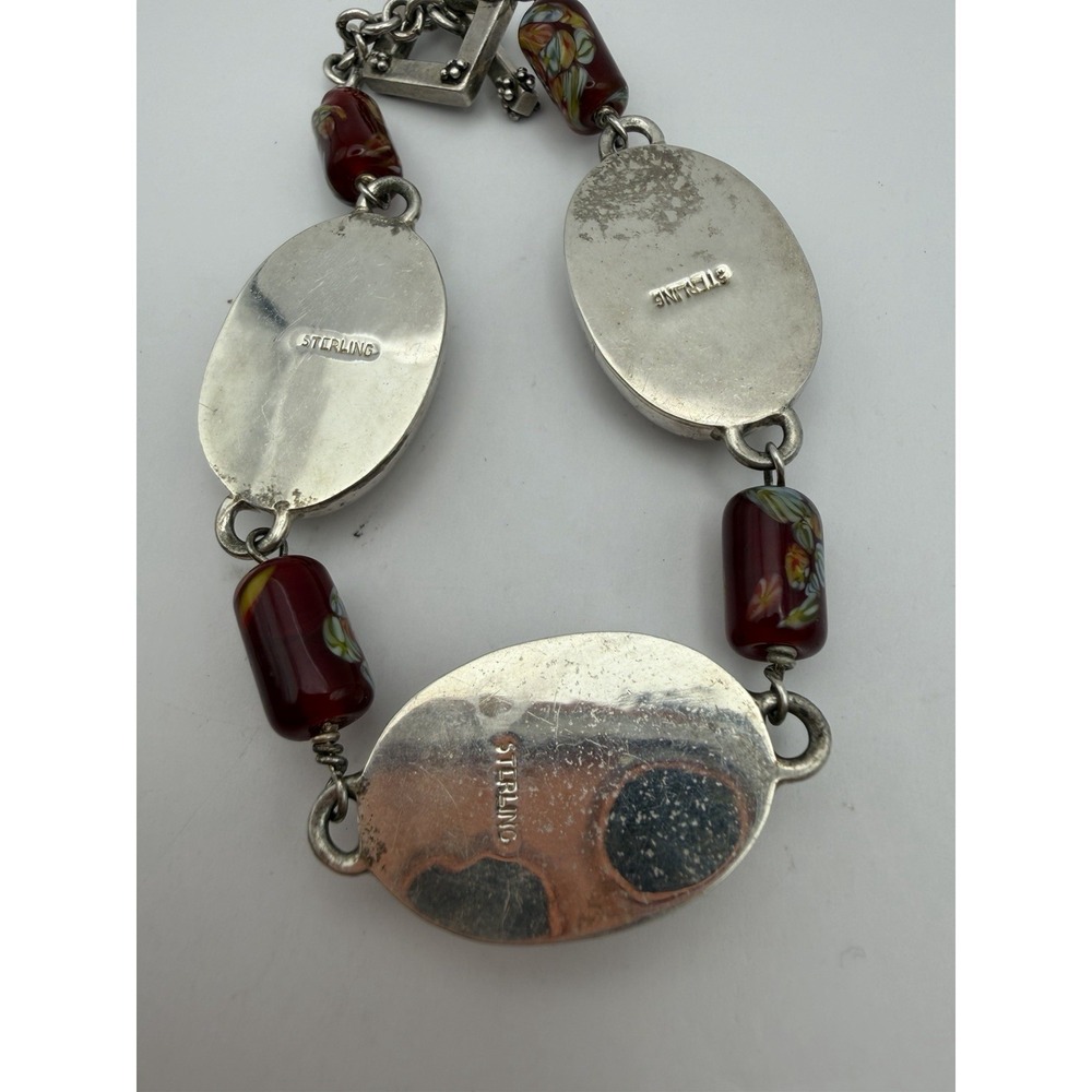 Vintage Sterling Dutch Souvenir Volendam Folk Art Cabachon Bracelet‎ - Picture 6 of 6